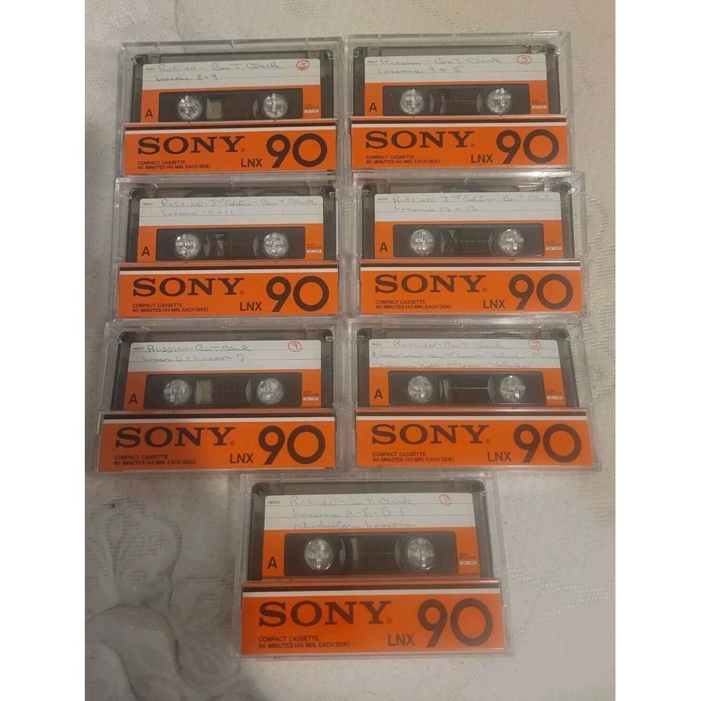 Lot of 6 Vintage Used Sony LNX 90 Japan Audio Recording Cassette Tapes